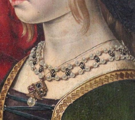 Art History Jewelry, Medieval Necklaces, 15th Century Jewelry, Alice Painting, 16th Century Jewelry, Tudor Jewelry, Medieval Revival, 16th Century Portraits, History Jewelry