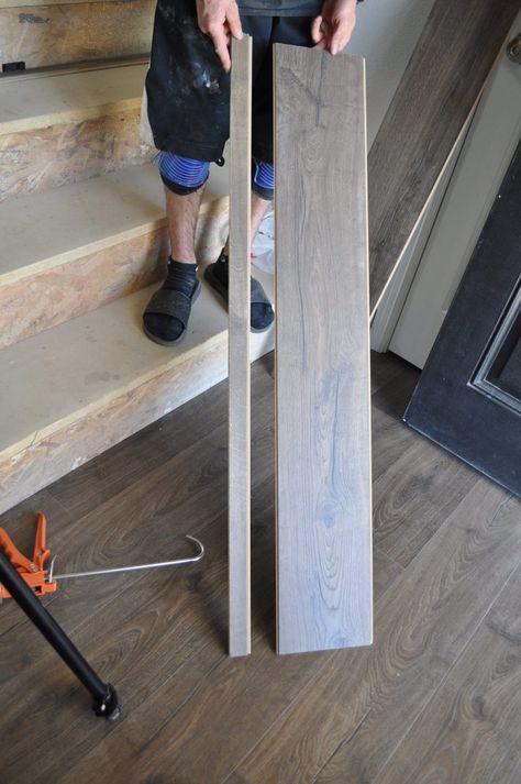 Jo's House: Quick-Step Stair Installation Process with Stairnose | All Things Thrifty Vinyl Stairs Diy, Vinyl Plank Stairs Diy, Stairs With Vinyl Plank, Bottom Stairs Ideas, Step Ideas Stairs Indoor, Stairs With Laminate Flooring, Stair Landing Flooring Ideas, Lvp Stairs With White Risers, Laminate Stairs Ideas