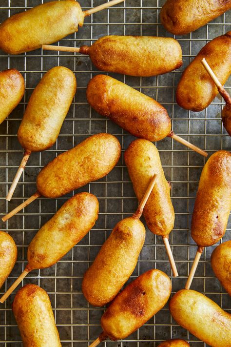 Easy Homemade Mini Corn Dogs - Damn Delicious Corn Dogs Homemade, Homemade Mini Corn Dogs, Air Fryer Chart, Damn Delicious Recipes, Mini Corn Dogs, Lunch For Kids, Super Bowl Recipes, Corn Dog, Lunch Dinner Recipes