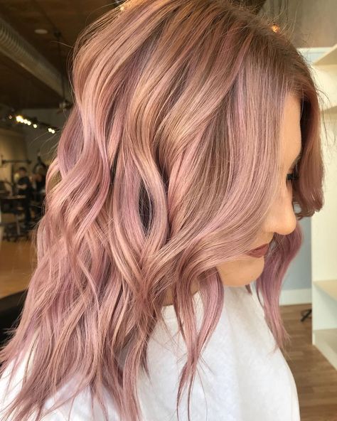 Rose Pink Blonde Hair, Dark Blonde Pink Balayage, Pastel Pink Money Piece Hair, Slightly Pink Blonde Hair, Blonding Specialist, Light Pink Blonde Hair Rose Gold, Hair Color Rose Gold, Happy Friday Friends, Colour Ideas