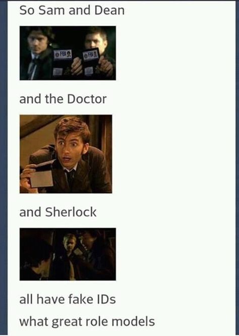 SuperWhoLock, the best role models. Home School High School, Fandoms Unite, Fandom Crossover, Johnlock, Supernatural Fandom, Timey Wimey Stuff, Sherlock Bbc, Kids Watches, Home School