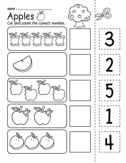 Apples Number 1-5 Cut and Paste Match to 5 Preschool Math Activity Worksheets 1 To 5 Worksheet Preschool, Measuring Worksheets Preschool, Counting 1-5 Activities, Number 1 To 5 Activities For Preschool, Challenging Activities For Preschoolers, 1-5 Number Worksheets, Apple Worksheets Kindergarten, 1-5 Worksheet Preschool, Numbers 1-5 Activity Preschool