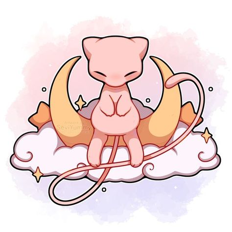 Pokemon Cute Art, Cute Art Anime, Mew Pokemon, Pokemon Cute, Pokemon Tattoos, Pokemon World, Dragon Tattoo Ideas, Solgaleo Pokemon, Mew And Mewtwo