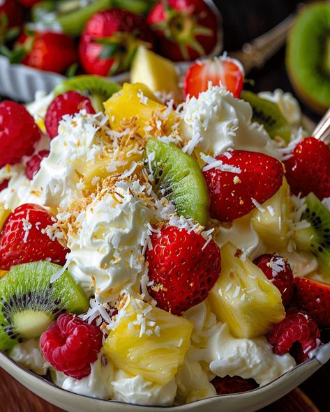 Hawaiian Cheesecake Salad: Perfect Dessert Recipe Hawaii Fruit Salad, Hawaiian Cheesecake Salad, Hawaiian Cheesecake Salad Recipe, Hawaiian Fruit Salad, Hawaiian Cheesecake, Cheesecake Fruit, Cheesecake Fruit Salad, Cheesecake Salad, Tropical Fruit Salad