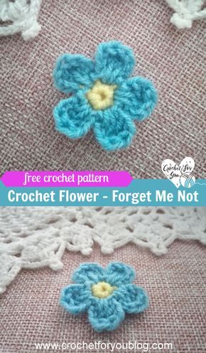 Free Small Flower Crochet Pattern, Crochet Tiny Flower Free Pattern, Crochet A Small Flower, Easy Small Crochet Flower Pattern, Free Crochet Small Flower Patterns, Simple Flower Crochet Pattern Free, Small Crocheted Flowers, Forget Me Knot Crochet Pattern, Forget Me Not Flowers Crochet Pattern