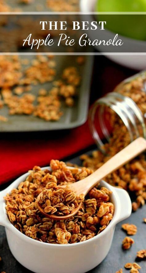 Apple Pie Granola Apple Pie Granola, Granola Easy, Spiced Applesauce, Apple Snacks, Fall Snacks, Granola Recipe, Fall Breakfast, Emergency Food, Fall Spices