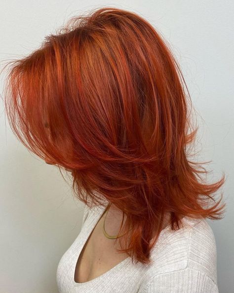 Medium-Length Bright Ginger Hair Ginger With Lowlights, Fall Ginger Hair, Ginger Hair Ideas, Ginger Brown Hair, Dark Orange Hair, Bright Copper Hair, Dark Ginger Hair, Ginger Hair Dyed, Hair Color Orange