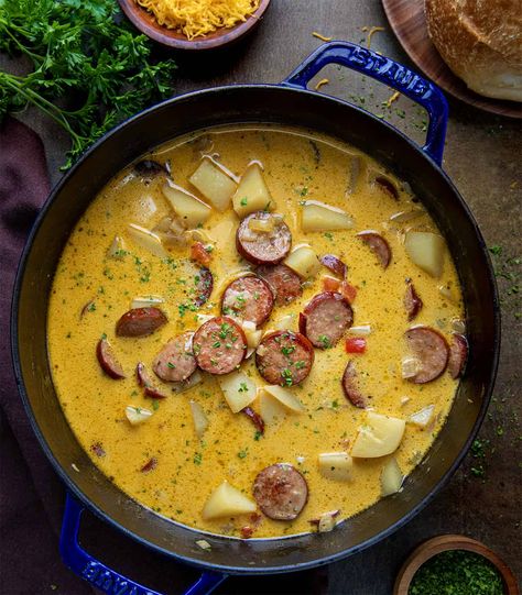 Cajun Potato Soup Cajun Potato Soup, Classic Potato Soup, Sausage And Potato Soup, Sausage Vegetable Soup, Cajun Potatoes, Cajun Spices, Paleo Soups, Sausage Potato Soup, Potatoes Vegetables