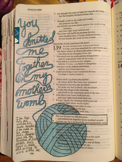 Psalm 139 Bible Journaling, Psalm 139:13-14, Bible Journal Notebooks, Bible Journaling Supplies, Bible Drawing, Bible Verses Kjv, Bible Journaling Ideas Drawings, Bible Doodling, Bible Journal Notes