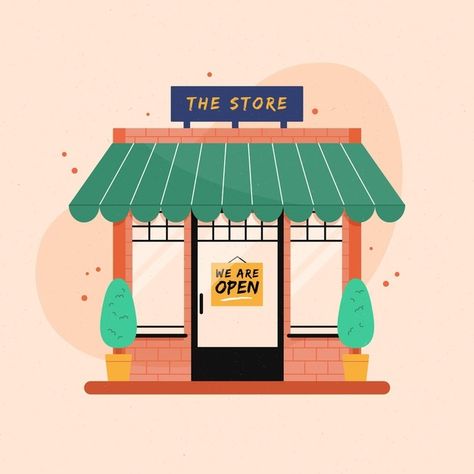 Storefront Illustration Graphic Design, Cute Shop Illustration, Store Illustration Shop, Shopping Illustration Art, Store Illustration, Shopping Illustration, Supermarket Logo, New Store Opening, Shop Vector