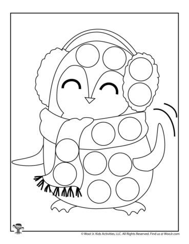 Winter Dot Marker Coloring Pages | Woo! Jr. Kids Activities : Children's Publishing Penguin Dot Art, Marker Coloring Pages, Marker Coloring, Easy Kids Crafts, Teacher Boards, Reading Logs, Dot Markers, Dotted Page, Easy Crafts For Kids