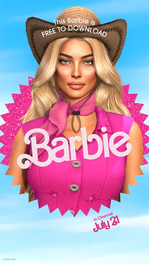 BARBIE (Sim) is now available for FREE at my patreon https://www.patreon.com/jadosims Marilyn Monroe Pink Dress, Dream House Movie, Makeup Cc, Sims 4 Anime, Nose Contouring, Celebrity Skin, Barbie Hair, Sims4 Clothes, Barbie Dream House