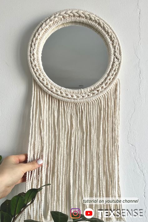 Hi there! In this tutorial I will show you how to make a macrame mirror like in IKEA! 😍 The mirror is held without the use of glue👍 Step by step tutorial is great for beginners. Tutorial on my YouTube channel TEXSENSE 🎥 #macrame #ikea #macramemirror #diymirror #diymacrame #ikeastyle #homedecor #bohodesign #cat #bohointerior #scandi #scandidesign #scandiinterior Macrame Mirror Tutorial, Ikea Home Decor Ideas, Diy Macrame Mirror, Small Mirror Wall Decor, Wall Boho Decor, Ikea Home Decor, Macrame Mirror Wall Hanging, Mirror Tutorial, Macrame Arch