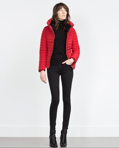 Image 1 of ANORAK WITH FAUX FUR COLLAR from Zara Buffer Jacket, Woman Outfit, Quilted Coat, Fur Hood, Zara Woman, Faux Fur Collar, Fall 2015, Women's Summer Fashion, Fur Collar