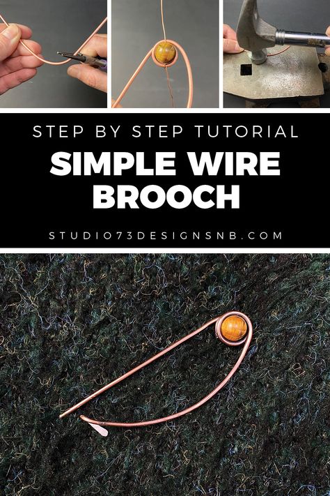 Diy Wire Brooch, Scarf Pins Diy, Wire Wrapping For Beginners, Diy Brooch Pin, Fibula Brooch, Diy Wire Wrapping, Wire Brooch, Brooch Tutorial, Diy Shawl