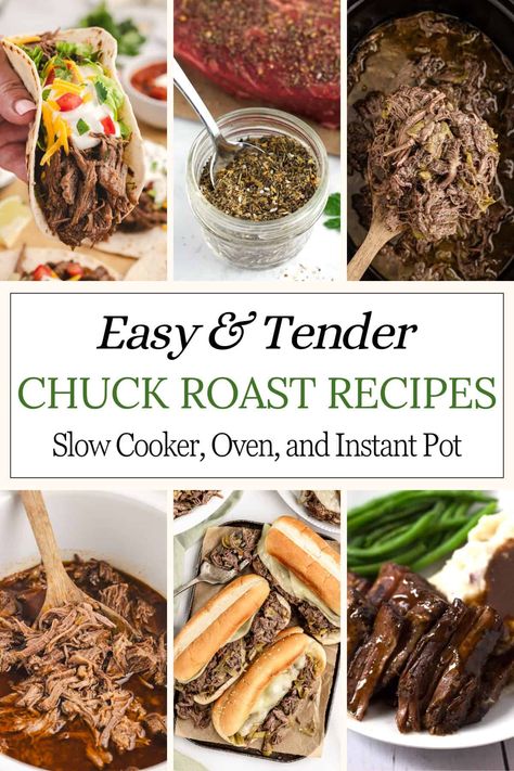 Our ultimate collection of the best chuck roast recipes! Here you'll find recipes for hearty, filling, and totally delicious dinners that can be made affordably, prepped ahead, and serve a family of all ages. In this post you will find a list of fantastic recipes to try, along with cooking methods, answers to your most common questions, and tips to make the best roast of your life! Different Ways To Cook Chuck Roast, Chuck Roast And Potatoes In Crockpot, Recipes That Use Chuck Roast, Ways To Use Chuck Roast, Beef Chuck Shoulder Roast Recipes Instant Pot, Meals With Chuck Roast, Chuck Center Roast Recipes, What To Do With A Chuck Roast, Unique Pot Roast Recipes