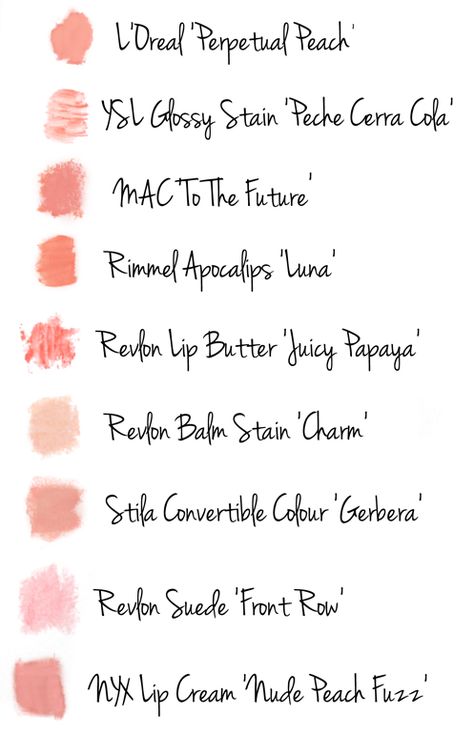 Peach Lipstick swatches Apricot Lipstick, Nyx Lip Cream, Peach Stock, Revlon Lip Butter, Lip Pencil Colors, Korean Beauty Tips, Peach Lipstick, Homemade Lip Balm, Lipstick Swatches