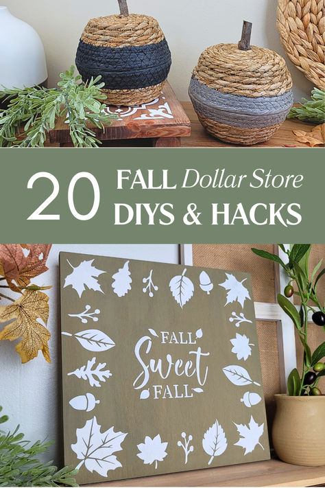 Here are 20 Dollar Tree fall DIYs and HACKS that will transform your home decor for 2024! From cozy fall accents to creative DIY home decor projects, these easy and budget-friendly Dollar Tree DIYs are perfect for adding seasonal charm to any space.  #dollartree #dollartreediy #diyhomedecor #diy #crafts Dollar Tree Fall Cricut Projects To Sell, 2024 Dollar Tree Crafts, Easy Fall Diy Crafts, Diy Fall Crafts For Adults, Boho Dollar Store Diy, Dollar Tree Thanksgiving Decor Diy, Dollar Tree Fall Decor Diy Craft Ideas, Diy Fall Decor Dollar Tree, Dollar Tree Thanksgiving Decor