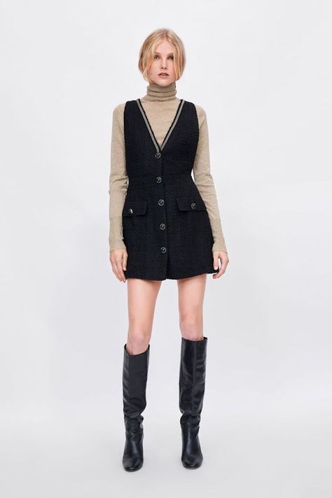 zara black friday 2018 13 The Avid Shoppers Guide to Zaras Black Friday 2018 Sale Tweed Dress Outfit, Zara Tweed Dress, Black Tweed Dress, 1920s Fashion Women, Preppy Mode, Zara Tweed, Gaun Fashion, Outfit Look, Tweed Dress