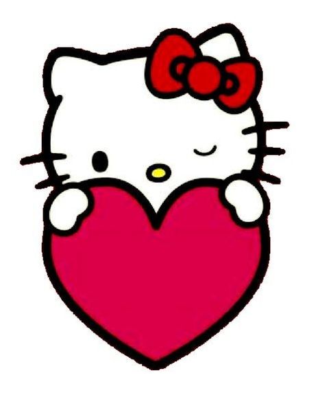 Hello Kitty Blowing Kiss, Holding Heart Drawing, Hello Kitty Holding Heart, Heart Drawing Easy, Hello Kitty With Heart, Drawing Hello Kitty, Hello Kitty Heart, Valentines Toppers, Images Hello Kitty