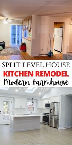 Split Level House Kitchen, Kitchen Wall Removal, Split Level House Remodels, Tri Level Remodel, Raised Ranch Kitchen, Split Foyer Remodel, Tri Level House, Split Entry Remodel, Split Level Kitchen