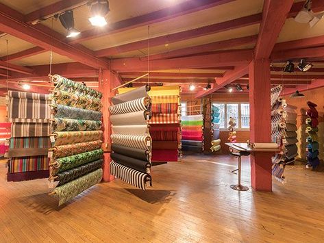 Fabric Shop Interior, Fabric Shop Display, Fabric Store Design, Textile Studio, Fabric Shopping, Daily Ideas, Office Setting, Local Shop, Spoken English