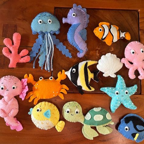 Sea Animals PDF Pattern Set of 12. DIY Sea Creatures Softy Toy/ Ornament/ Keychain/baby Mobile/ Nursery. Easy Patterns and Tutorial. - Etsy Diy Sea Creatures, Felt Sea Creatures, Horse Template, Baby Boy Decorations, Easy Patterns, Mobile Nursery, Christmas Inspo, Felt Toys, Hoop Art