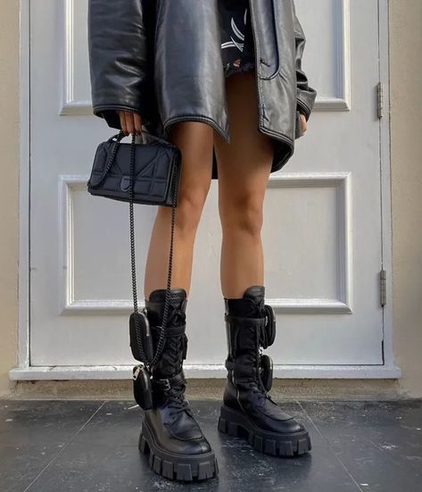 How To Spot Real Vs Fake Prada Monolith Boots – LegitGrails Prada Boots Outfit, Prada Monolith Boots, Prada Combat Boots, Fall Boot Trend, Prada Boots, Converse Outfits, Nude Boots, Fall Trend, Green Boots