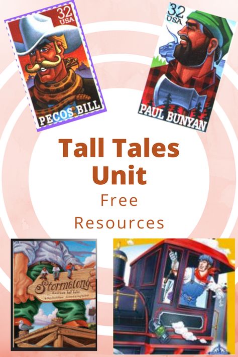 Davy Crockett Activities, Paul Bunyan Activities, Teaching Tall Tales, Tall Tales Activities, Folk Tales Activities, Printable Mini Books, Hall School, Reading Genres, Reading Night