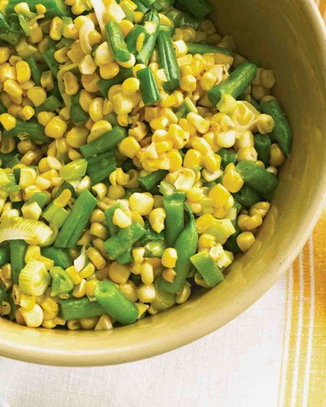 Indiana Succotash Green Beans And Corn, Corn And Green Beans, Summer Corn Recipes, Corn Salad Recipe, Beans And Corn, Grilled Corn Salad, Martha Stewart Recipes, Grilling Sides, Summer Corn