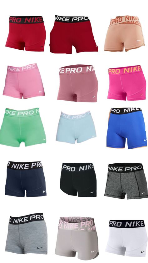 I love Nike pros! #nike #nikeprod #colors #shorts #preppy Nike Prod, Cute Nike Pros, Shorts Preppy, Nike Pro Shorts, Volleyball Outfits, Flag Football, Cute Nikes, Nike Pros, Nike Shorts