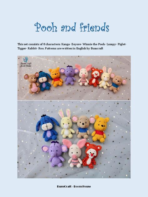 Amigurumis Crochet Mini Figures, Disney Crochet Patterns, Pooh And Friends, Confection Au Crochet, Crochet Disney, Pola Amigurumi, Crochet Animals Free Patterns, Crochet Amigurumi Free, Stitch Marker