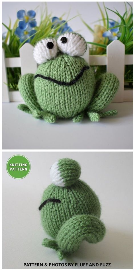 Knitted Frogs Patterns, Knit Frog Pattern Free, Knitted Frog Pattern Free, Frog Knitting Pattern Free, Frog Knitting Pattern, Knitted Frog, Addi Knitting Machine, Dog Beanie, Knitted Toys Free Patterns