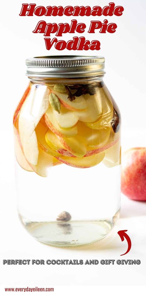 Homemade Apple Pie Vodka, made with fresh spices to make an aromatic and delicious flavored vodka. This is a great addition to apple cider, sangria, martinis, and apple cider vodka slush. Make a batch and place in mason jars for gifts to family and friends. A great hostess gift. #homemadeapplepievodka #homemadeflavoredvodka #fallcocktails #everydayeileen Tequila Photography, Apple Pie Vodka, Sangria Margarita, Vodka Sangria, Recipe Apple Pie, Vodka Slush, Best Apple Recipes, Cider Sangria, Apple Cider Sangria