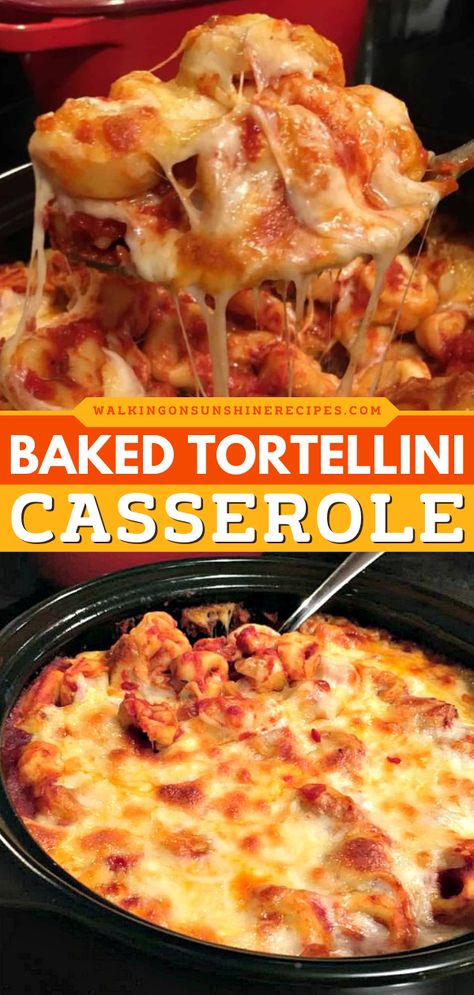 Looking for an easy weeknight dinner idea? This Cheesy Baked Tortellini has lots of cheese and is always a family favorite! Add this delicious tortellini recipe to your easy dinner recipes for the family! Casarole Dishes, Tortellini Dishes, Baked Tortellini Recipes, Cheesy Baked Tortellini, Easy Tortellini Recipes, Baked Tortellini Casserole, Tortellini Casserole, Cheese Tortellini Recipes, Baked Tortellini