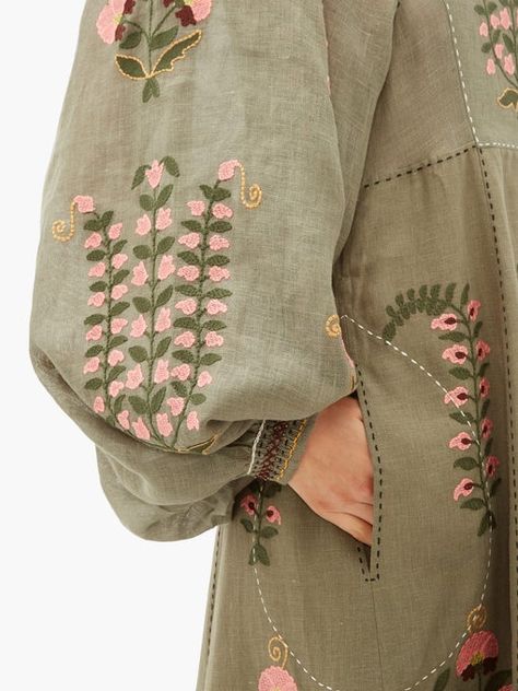 Vita Kin Patchouli embroidered-linen dress Embroidered Linen Dress, Vita Kin, Fashion Drawing Dresses, Embroidered Linen, Embroidered Clothes, Embroidery Fashion, Kurta Designs, 가을 패션, Embroidery Dress