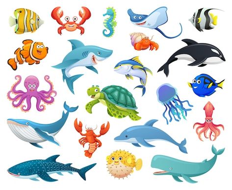 Animals And Their Homes, Cartoon Sea Animals, Estilo Cartoon, Fauna Marina, Fish Clipart, Ocean Kids, Animal Doodles, Easter Coloring Pages, Easter Colouring