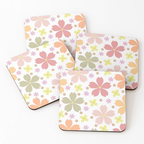 Pastel Flowers, Coasters Set, Flower Pattern, Coaster Set, Flower Patterns, Coasters, Pastel, For Sale, Flowers