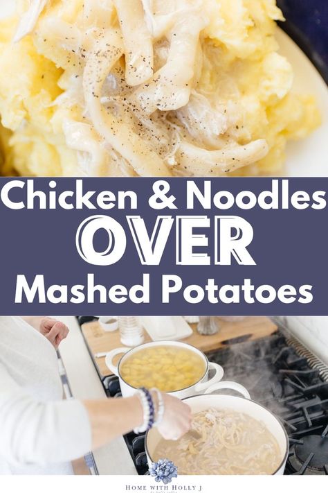 Homemade Chicken Noodles Over Mashed Potatoes Chicken Noodle Gravy Mashed Potatoes, Chicken And Noodles And Mashed Potatoes, Recipes To Go With Mashed Potatoes, Classic Chicken And Noodles, Chicken And Egg Noodles Over Mashed Potatoes, Chicken Noodles Mashed Potatoes, Creamy Chicken And Noodles Over Mashed Potatoes, Homemade Noodles And Chicken, Chicken Noodles Over Mashed Potatoes Crockpot