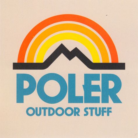 Poler Outdoor brand by Aaron Draplin. Draplin Design Co., Pretty Much Everything, page 214. Apple Retro Logo, Aaron Draplin, Adventure Logo Design, Logo Lockup, Draplin Design, Nasa Retro, Retro Logo Inspiration, Warp Records, 80s Art