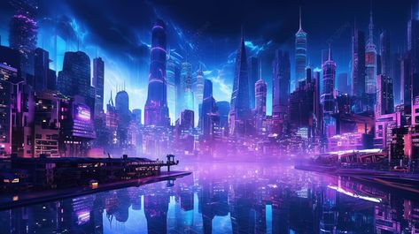 Neon Lit Metropolis Of The Future A Cyberpunk Inspired 3d Rendering Background Futuristic City Background, Neon Cyberpunk Aesthetic, Rendering Background, Neon Cyberpunk, Neon Backgrounds, Cool Pictures For Wallpaper, City Background, Cyberpunk City, Neon Design