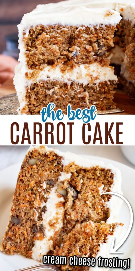 A classic Carrot Cake with Cream Cheese Frosting that’s easy to bake and decorate. Incredibly moist and packed with flavor, you'll love this delicious recipe! Carrot Cake Recipe Cream Cheese Frosting, Old Fashion Carrot Cake Recipe Homemade, Cream Cheese Frosting For Carrot Cake, Carrot Cake With Cream Cheese Frosting, Old Fashioned Carrot Cake Recipe, Carrot Cake Cream Cheese Frosting, Moist Carrot Cake Recipe, Best Ever Carrot Cake, Classic Carrot Cake Recipe