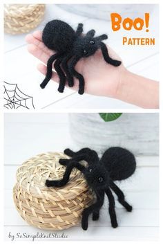 Knitted Spider Pattern, Spider Knitting Pattern, Twister Halloween, Knitted Spider, Knitting Halloween, Knit Halloween, Spider Crochet, Handmade Halloween Decorations, Crochet Spider