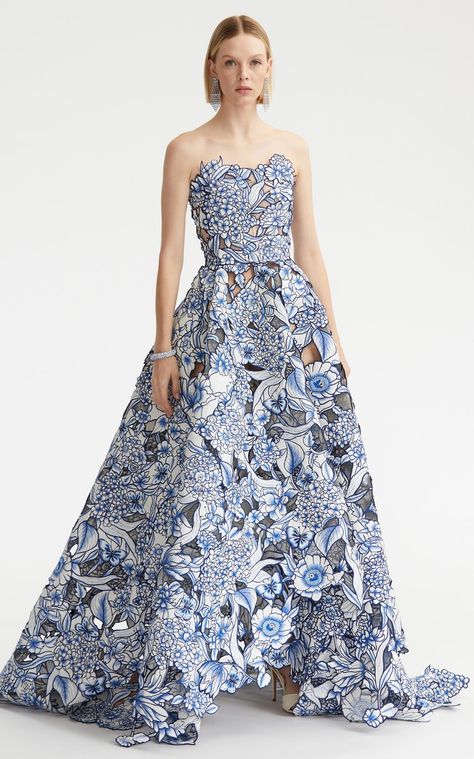 Marchesa Floral Gown, 2 Piece Ball Gown, Moda Operandi Gown, Mob Gowns, Dramatic Dress, Floral Ball Gown, Embroidered Summer Dress, Floral Toile, Luxury Wedding Dress