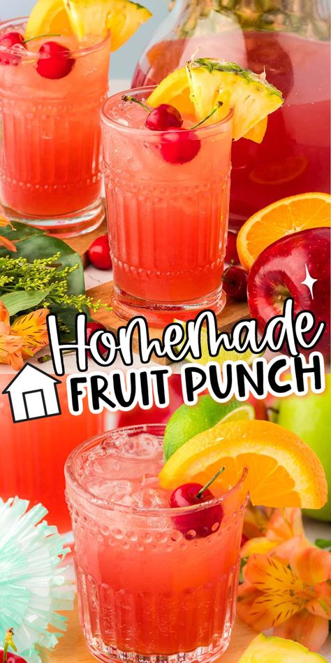 Learn How To Make Fruit Punch with the best high-quality ingredients to have the most delicious party drink at all of your gatherings! Prep a batch of this fruity, perfectly sweet punch in less than 5 minutes! Homemade Fruit Punch Juice, Fruit Punch Juice Recipe, How To Make Fruit Punch, Jamaican Fruit Punch, How To Make Punch For A Party, Fruit Punch Recipes Non Alcoholic, Homemade Fruit Punch, Non Alcoholic Fruit Punch, Alcoholic Fruit Punch