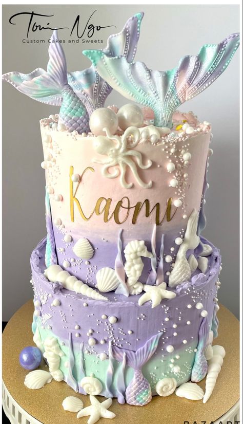 Elegant Mermaid Cake, Mermade Cake, Mermaid Theme Birthday Cake, Simple Mermaid Birthday Cake, 2 Tier Mermaid Cake, Mermaid Birthday Cake, Mermaid Cake 1 Tier, Purrmaid Cake, Purple And Blue Mermaid Cake