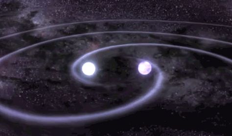 Orbiting neutron stars create gravity waves Star Collision, Gravity Waves, Star Gif, Gravitational Waves, Binary Star, Science Stories, Neutron Star, Sea Of Stars, Gundam Wallpapers