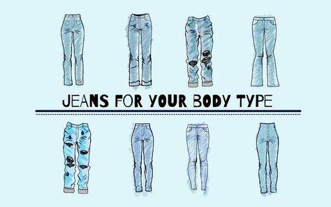 How To Find Jeans That Fit Tips, Jeans For Big Thighs, Jeans For Your Body Type, Oxford Jeans, Lean Women, Pear Shaped Women, Narrow Hips, The Best Jeans, Body Types Women