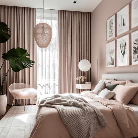 Chambre rose poudré : 13 exemples tendances pour s'inspirer Pink And Beige Bedroom, Taupe Color Palettes, Rose Bedroom, Beige Bedroom, Pink Bedrooms, Pink Bedroom, Wooden House, Room Inspiration Bedroom, Bedroom Makeover