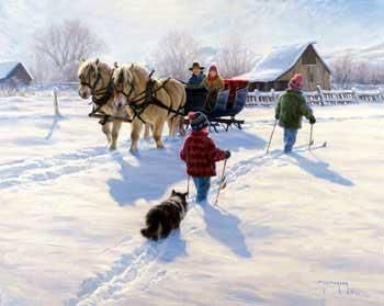 "A Grand Day" by Robert Duncan Robert Duncan Art, Robert Duncan, Sleigh Rides, Rural Lifestyle, Beat Generation, Dashing Through The Snow, Sleigh Bells, Sleigh Ride, Border Collies